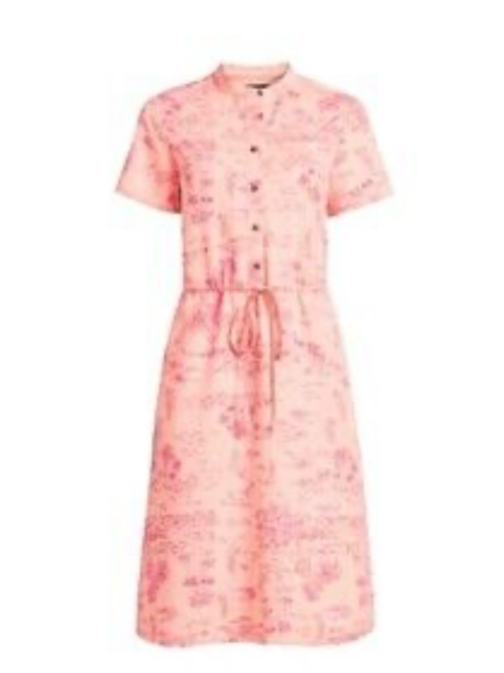 Lands' End Peach Button-Up Shirtdress with Coral Print